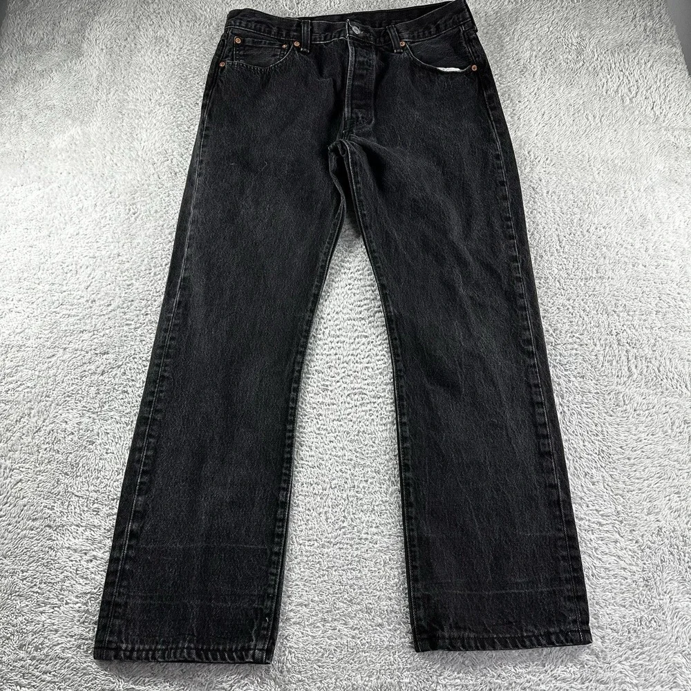 Levi 501 Jeans‎ Mens 36x34 (33x29) Black Button Fly Classic Straight Fade